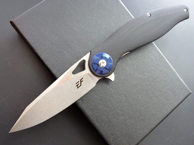 Eafengrow EF76 Folding Knife for Camping EDC Pocket Knife with G10 Handle & D2 Stone-washed Blade