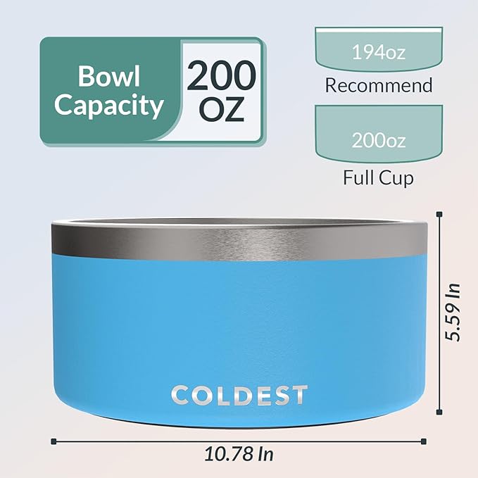 Coldest Dog Bowl - Anti Rust Metal, Non Slip, 3 Layers Insulated Stainless Steel Dog Bowls - Spill