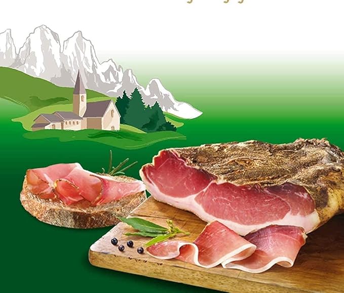 Speck, 6 lbs +/- (4lbs - 6lbs/piece) ,Seasoned and Smoked Italian Ham, Cured in the European Alps