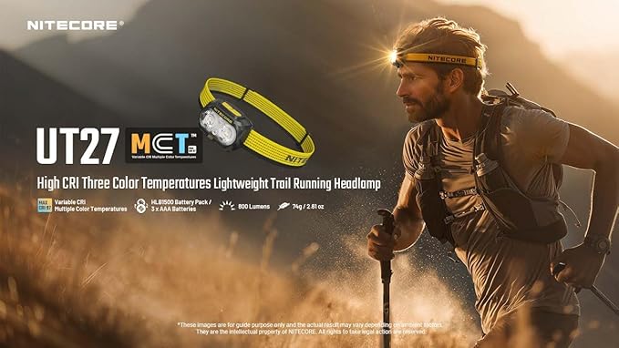 Nitecore UT27 MCT Pro 800 Lumen Running Headlamp USB-C Rechargeable Dual Power with Multi-Color