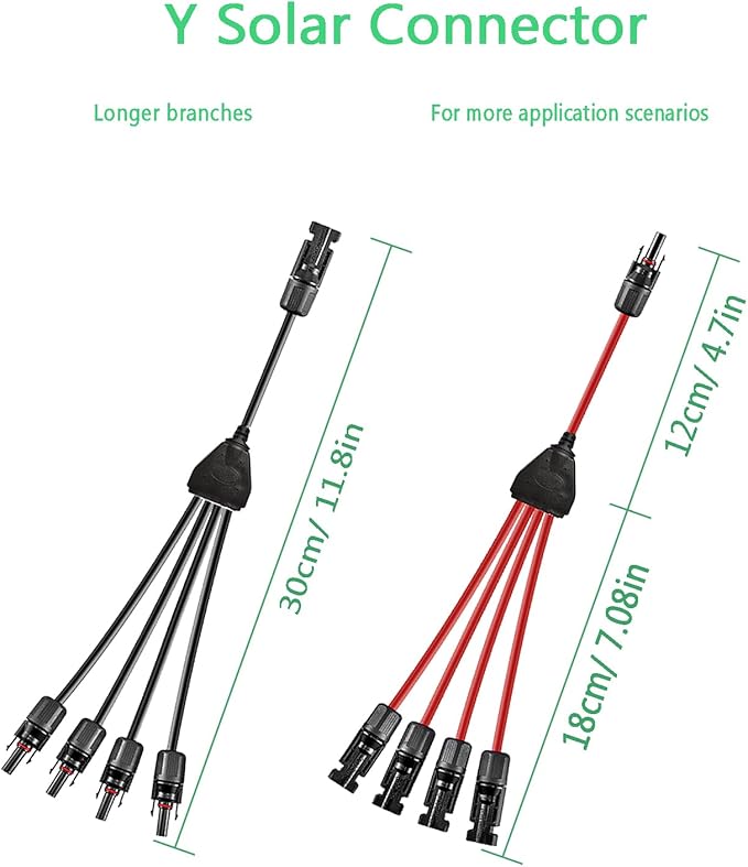 Y Solar Connector 1 to 4 Solar Y Branch Parallel Cable,Solar 1-4 Male Female Connector