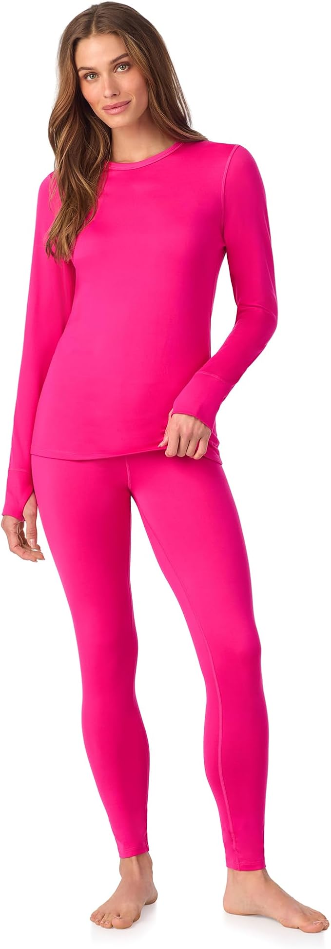Cuddl Duds Womens Fleece Lined Thermal Base Layer Set – Long Sleeve Shirt & Leggings for Cold