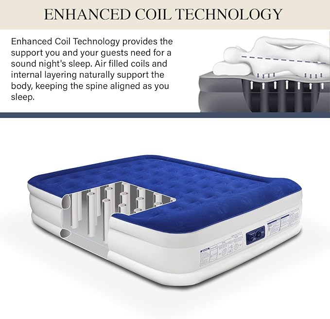 King Koil Premium California King Size Air Mattress with Built-in Pillow & Patented High-Speed