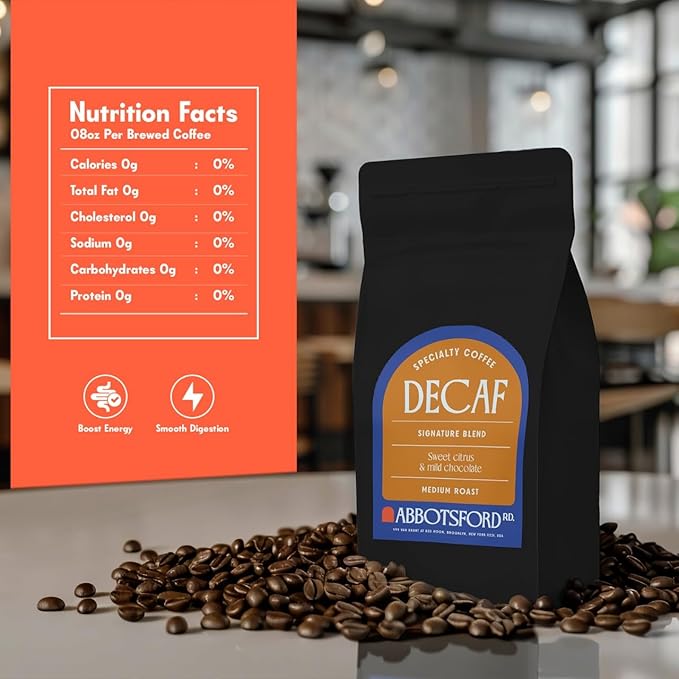 Decaf Whole Bean Coffee, Sweet Citrus & Mild Chocolate Swiss Water Decaf Coffee Beans, Signature