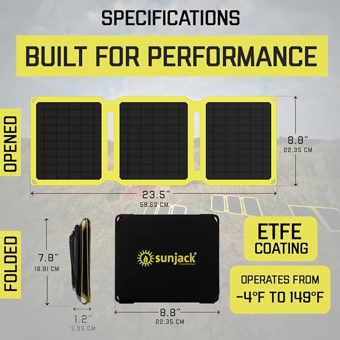SunJack ??15 Watt Foldable Solar Panel, ETFE Monocrystalline Portable Solar Panel with USB-C and