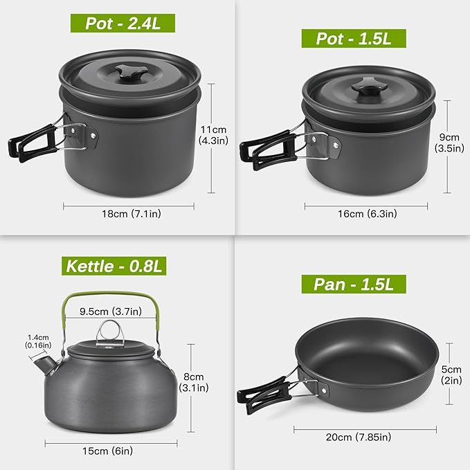 Lixada 33PCS Camping Cookware Kit Cookware Mess Kit Outdoor Cooking Utensils Kit with Tableware