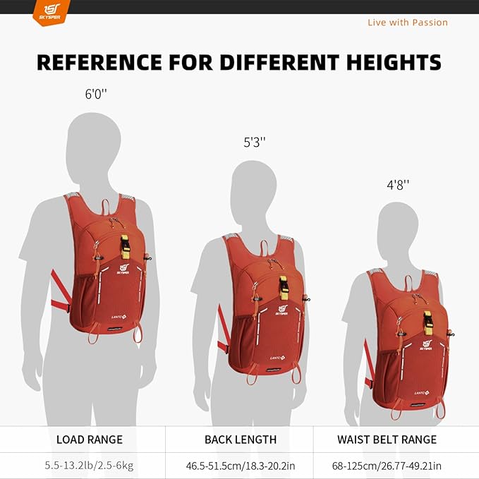 SKYSPER Small Hiking Backpack - 15L Travel Daypack Lightweight Bag Water Resistant Hiking Backpacks