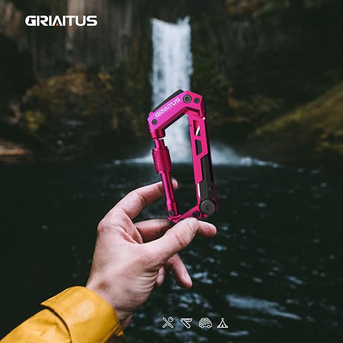 Dark Pink Color Multitool Carabiner EDC Pocket Multi-tool Knife Gifts for Mom Women Wife, EDC
