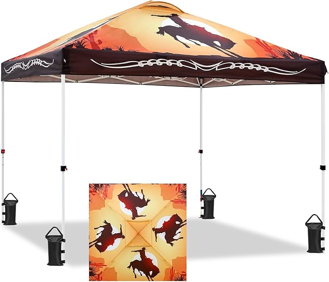 EAGLE PEAK Pop Up Canopy Tent with Wheeled Carry Bag, 8 Stakes, 4 Ropes, 4 Weight Bags, Easy Set Up
