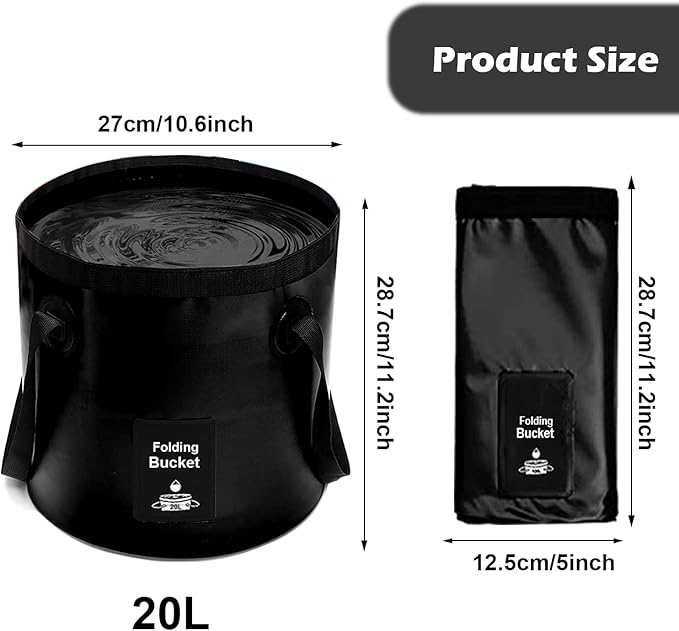 Collapsible Bucket with Handle, Lightweight Folding Water Container, Portable Collapsible Bucket