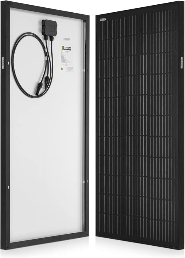 Spartan Power 100 Watt Solar Panel 9 Bus Bar Black Mono with Z Bracket Kit - Great for RV, Trailer
