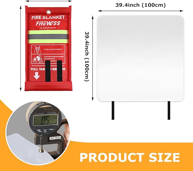 Emergency Fire Blanket, 2 Pack Fiberglass Flame Retardant Fire Blankets Emergency for Home