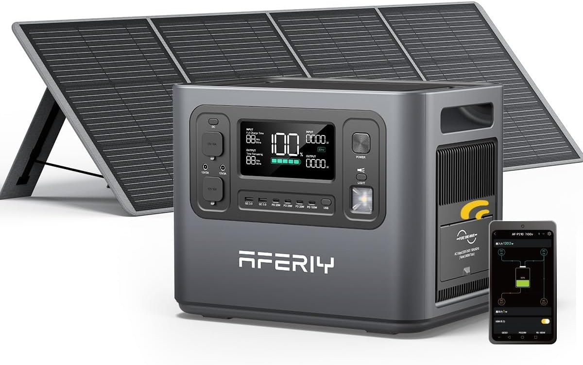 AFERIY Solar Generator P210 with 200W Solar Panel 2400W Portable Power Station 2048Wh | AC Output