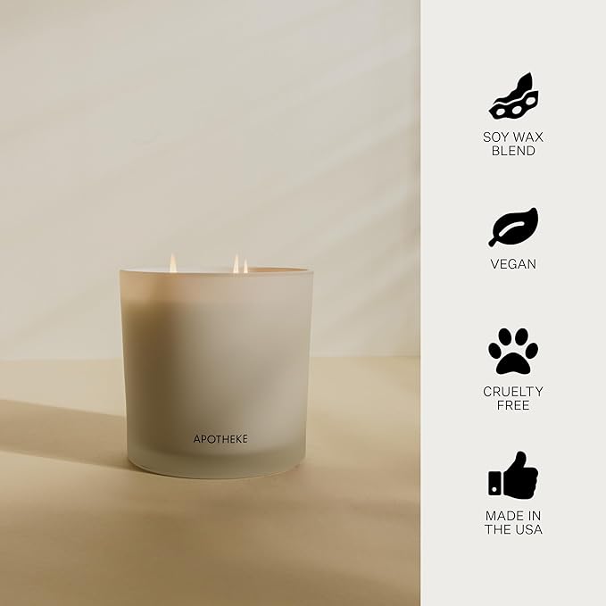 Apotheke 3-Wick Scented Candles for Home, Wild Mint & Ivy - 26 oz Soy Wax Jar Candle Gift for Women