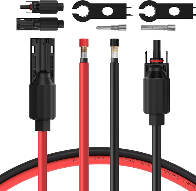 BougeRV 6 Feet 8AWG Solar Extension Cable with Female and Male Connector with Extra Pair of