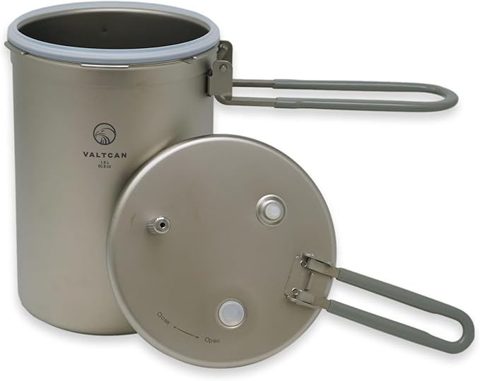 Valtcan 1800ml Titanium Pressure Rice Cooker Pot with Locking Lid | Lightweight Camping &
