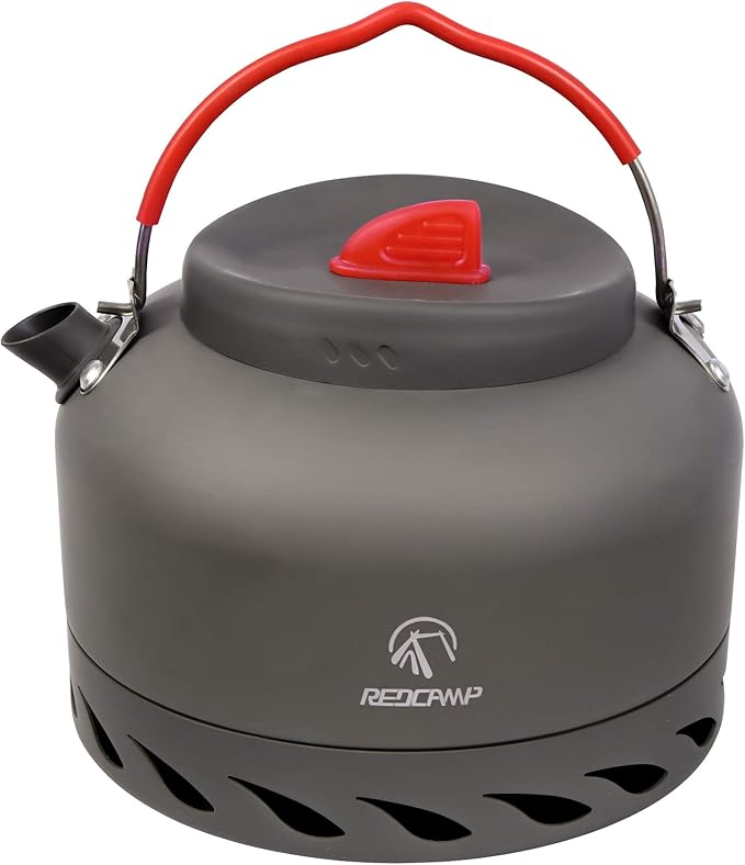 REDCAMP Outdoor Camping Kettle with Heat Exchanger, Compact Lightweight Coffee Pot,Aluminum Camp