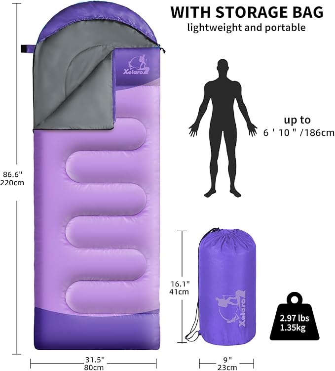 Sleeping Bags for Adults Kids - 3 Season Cold&Warm Weather Waterproof Camping Sleeping Bags