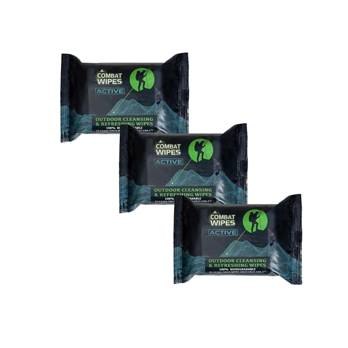 Combat Wipes ACTIVE Outdoor Wet Wipes - Extra Thick Camping Gear, Biodegradable, Body & Hand