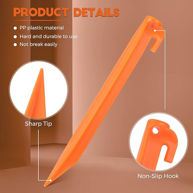 Yalikop 9 Inch Plastic Inflatable Tent Stakes Black Replacement Yard Inflatable Accessories for