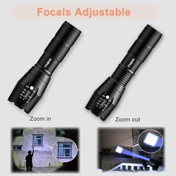 USB Rechargeable Flashlights, 8381 High Lumens Lights, 3 Modes, Zoomable & Waterproof Super Bright