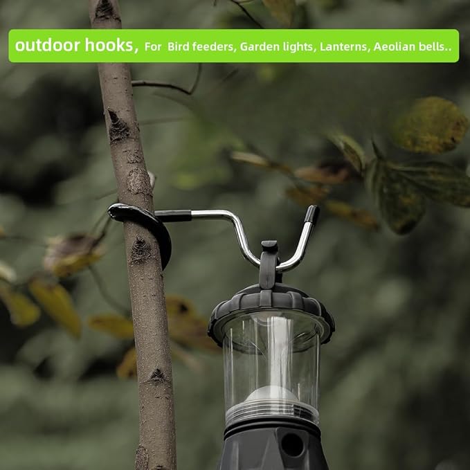 Outdoor Lighting Hooks for Camping Tent lamp Hanger, Bird feeders, Garden Lights, trinkets ; Sturdy