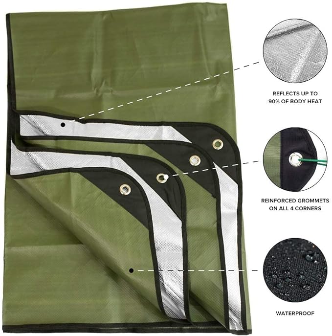 Arcturus Insulated Tarp, Reusable Heavy Duty Thermal Survival Blanket ??60x82in, Reflects 90% Body