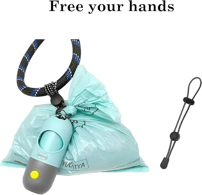 Dog Poop Bags Holder with LED Flashlight|Pet Waste Bags Dispenser for Leash|Doggie Potty Bags