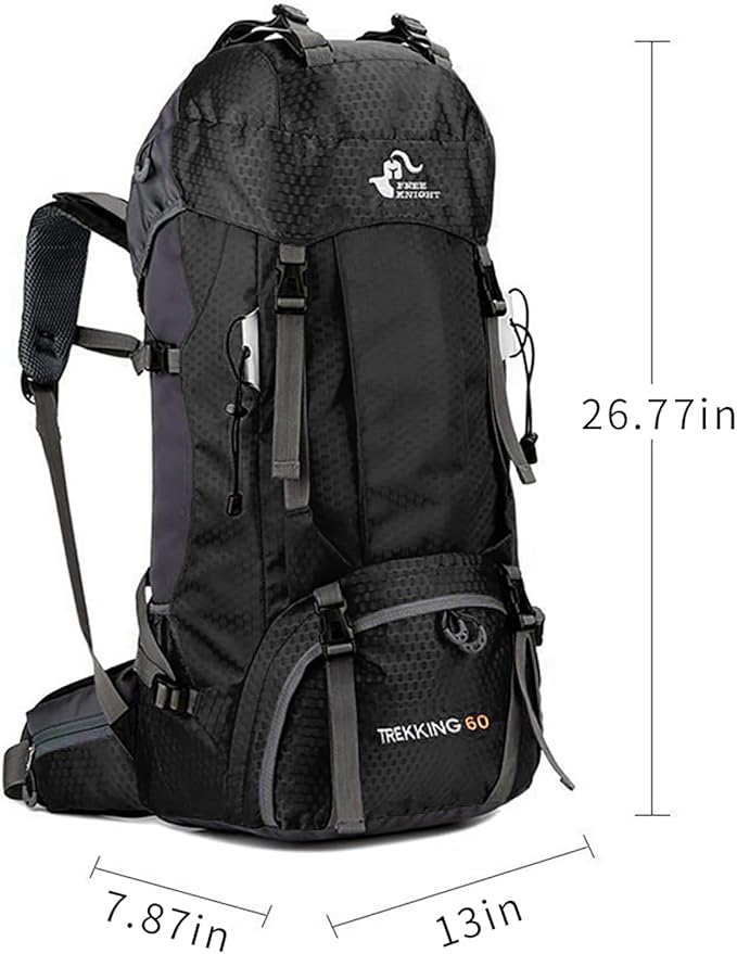 Bseash 60L Waterproof Hiking Camping Backpack with Rain Cover, Large Outdoor Sport Travel Daypack