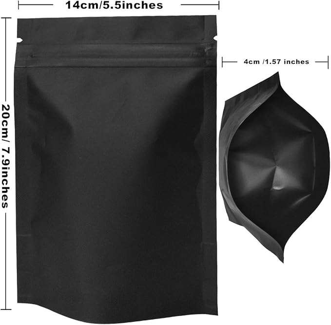 STUs 100 Pack Mylar Stand-Up Bags 5.5 x 7.9 Inch Smell Proof Bags Foil Pouch Double-Sided Mylar Bag