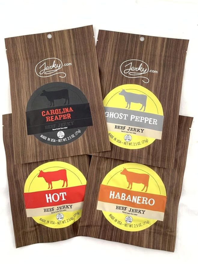 Jerky.com Hot Jerky Combo - Featuring Habanero, Ghost Pepper, Carolina Reaper, and Classic Hot Beef