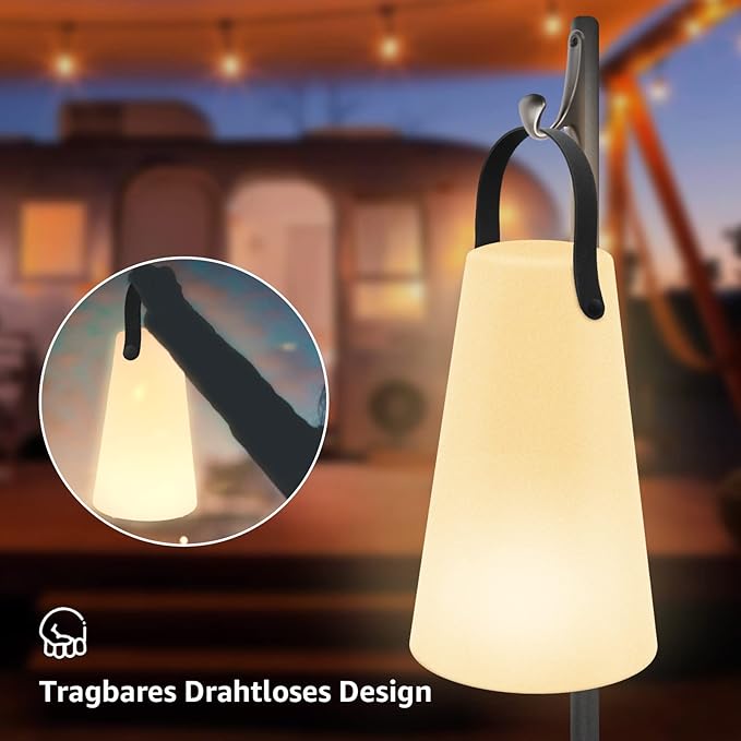 Portable Outdoor Table Lamp, Cordless Rechargeable Outdoor Table Lanterns RGB LED Lights with