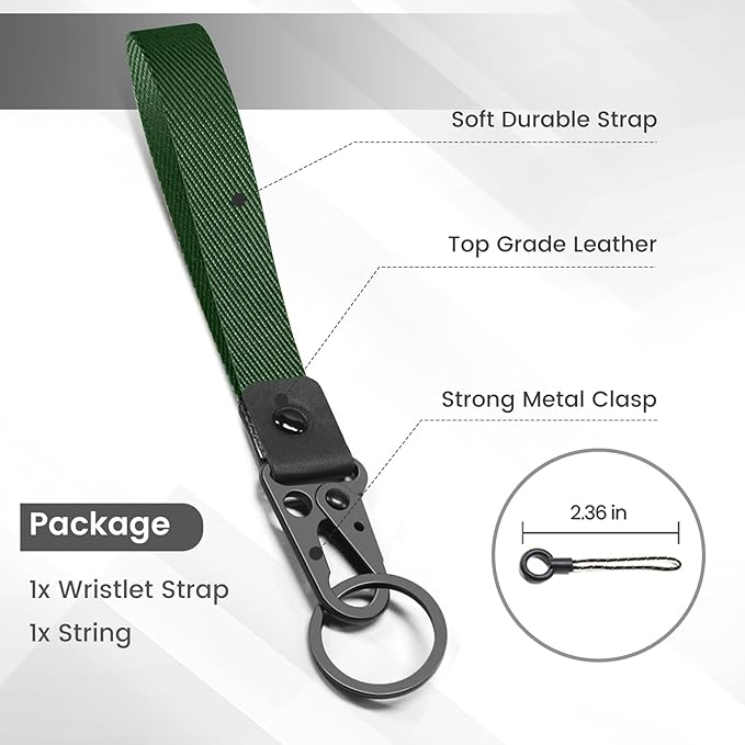 ABLAZE Wrist lanyard Keychain, Key Lanyard Holder Wrist Strap for Men Women (Atrovirens)