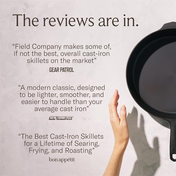 Field Company 16-Inch (Double-Handled) Cast Iron Skillet – No.16, Perfect for 8+ Servings, Oven