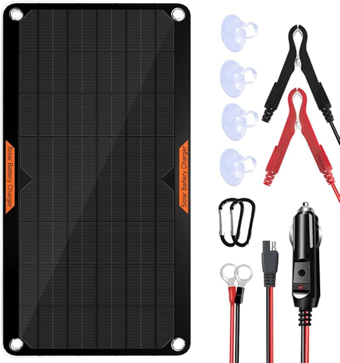 OYMSAE12V Solar Battery Charger ，10W Waterproof Solar Battery Maintainer,Portable Solar Panel