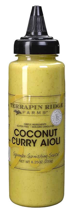 Terrapin Ridge Farms Coconut Curry Aioli Garnishing Sauce – One 8.25 Ounce Squeeze Bottle