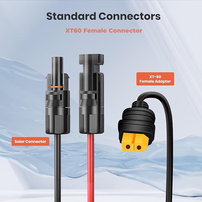 Universal 4-in-1 Solar Connector Kit, 16 AWG to Anderson XT60 DC7909 DC5521 Solar Extension Cable