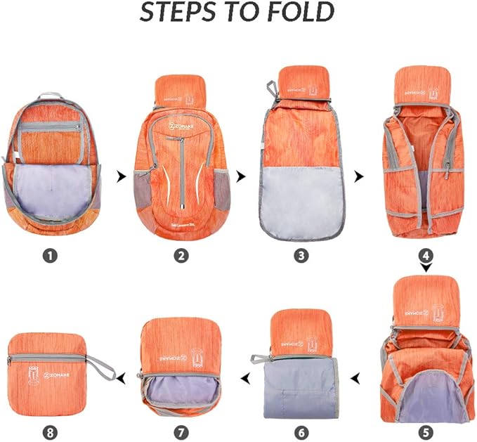 ZOMAKE 25L Ultra Lightweight Packable Backpack, Foldable Hiking Backpacks Water Resistant Small