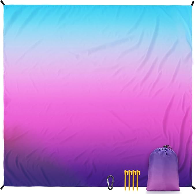Beach Blanket Waterproof Sandproof Beach Mat 79" X 83"/10'x9'for 2-8 Adults Quick Drying Outdoor