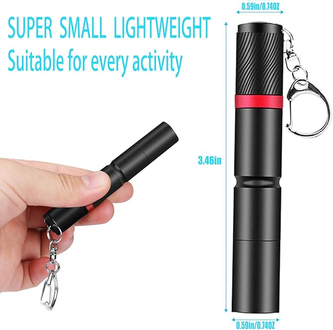 3 Pack Small Mini LED Keychain Flashlight, Single Mode AAA Battery Flashlights Portable Bulk EDC