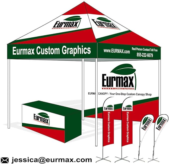 Eurmax USA 10'x10' Pop-up Canopy Tent Commercial Instant Canopies with 4 Removable Zipper End Side