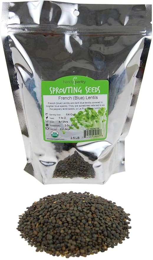Organic French Lentil Sprouting Seeds - 2.5 Lb - French Lentils - Perfect for Edible Seeds