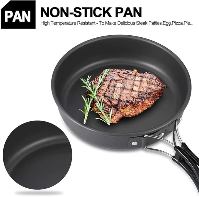 Camping Cookware Set Aluminum Nonstick Portable Outdoor Tableware Kettle Pot Cookset Cooking Pan
