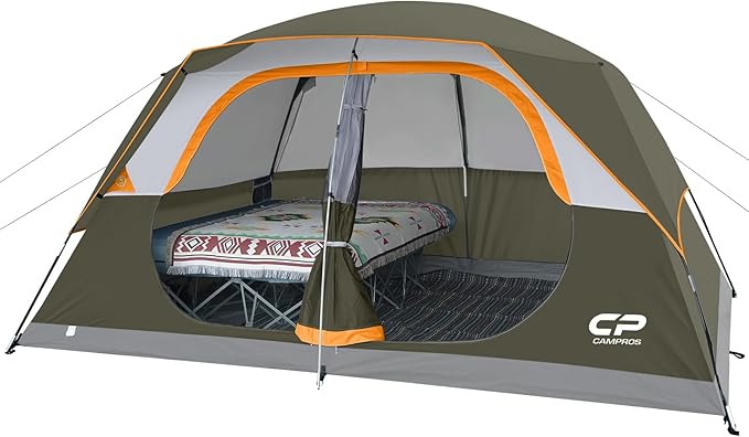 CAMPROS CP Tent 8 Person Camping Tents, Waterproof Windproof Family Tent with Top Rainfly, Large