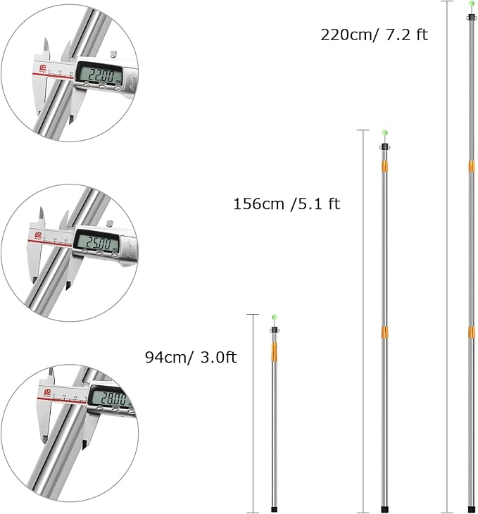 SANLIKE Telescoping Tarp Pole Heavy Duty Tent Poles, 33"-86.6"/94" Thickened Tube Collapsible