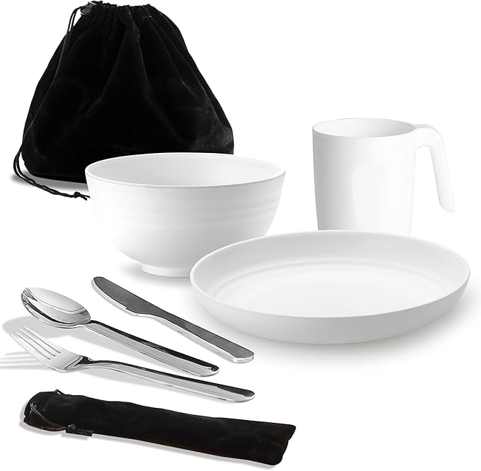 Camping Utensils, Reanea Camping Mess Kit for Travel, Camping, Picnic, Outdoor, Camping Gear