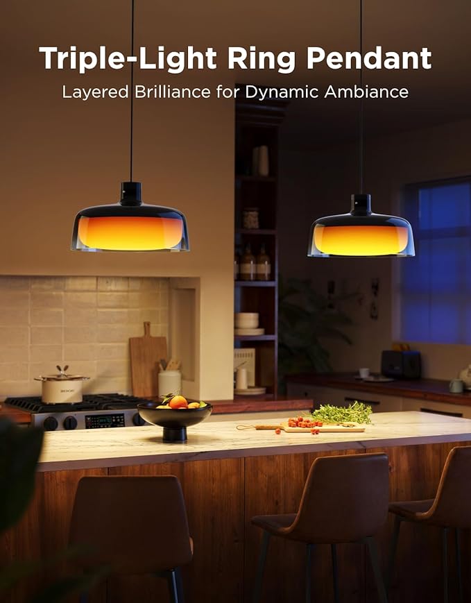 Govee Pendant Light for Kitchen Island, Three-Layer RGBIC Smart Lighting, Matter Compatible, 1300LM