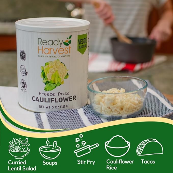 Ready Harvest Freeze Dried Food - Cauliflower | Emergency Food | Camping & Storage | #10 Can |
