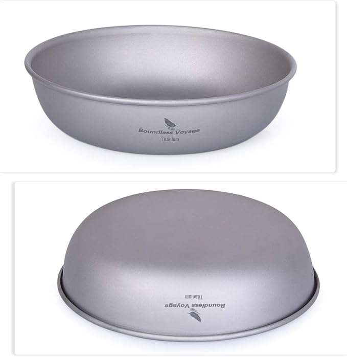 iBasingo Titanium Pan Dish Plate with Carry Mesh Bag Ultralight for Outdoor Camping Tableware