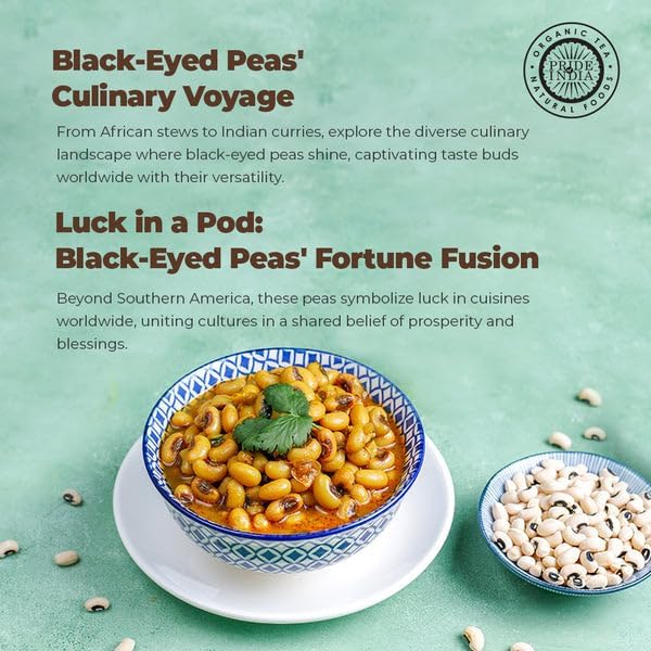 Pride Of India - PACK of 6 - Indian Whole Black Eyed Peas - Protein & Fiber Rich Lobiya, 1.5 Pound
